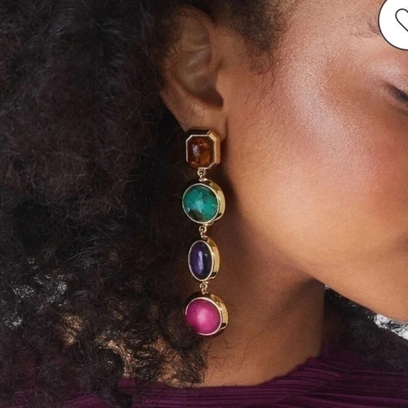 ✨❤️ Lele Sadoughi Bezel Jewel Linear Earrings ✨🌹✨ - Picture 4 of 6